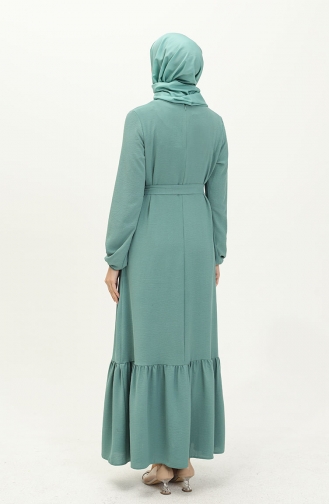 Robe Ceinturé à la Taille Jupe Plissée 2023-02 Vert Noisette 2023-02