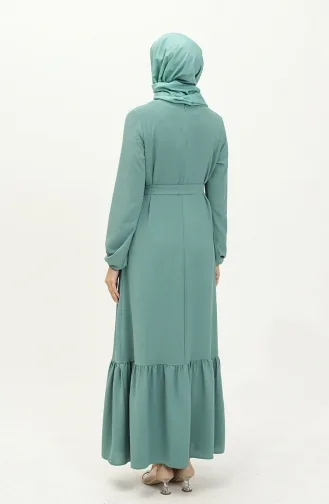 Robe Ceinturé à la Taille Jupe Plissée 2023-02 Vert Noisette 2023-02