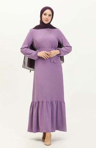 Shirred Detailed Belted Dress 2023-03 Lilac 2023-03