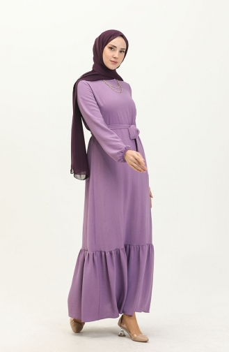 Shirred Detailed Belted Dress 2023-03 Lilac 2023-03