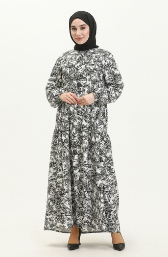 Gefälteltes Kleid 1818-01 Schwarz-Weiß 1818-01