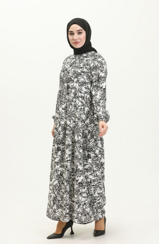 Gefälteltes Kleid 1818-01 Schwarz-Weiß 1818-01