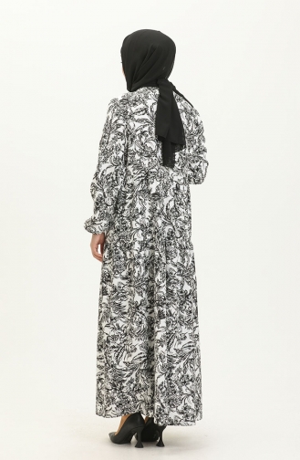 Gefälteltes Kleid 1818-01 Schwarz-Weiß 1818-01