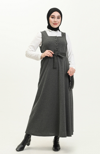 Fischgrätmuster ärmelloses Kleid 7130-08 Rauchgrau 7130-08