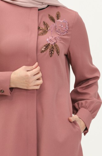 Nakışlı Tesettür Ferace Gül Kurusu 10773