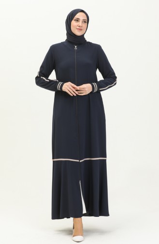 Abaya Zippée 5043-06 Bleu Marine 5043-06