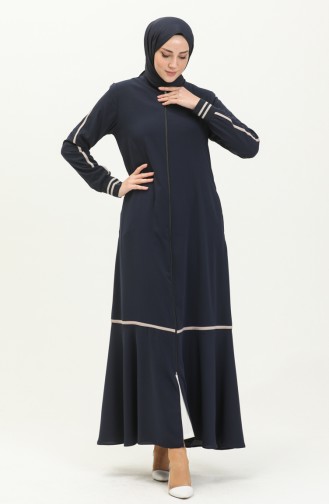 Zippered Abaya 5043-06 Navy Blue 5043-06