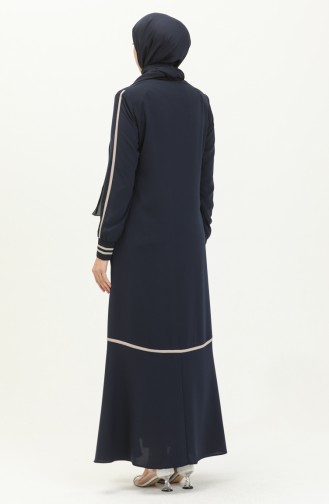 Abaya mit Reißverschluss 5043-06 Dunkelblau 5043-06