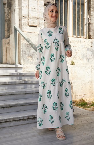Gemustertes Kleid 10363-02 Grün 10363-02