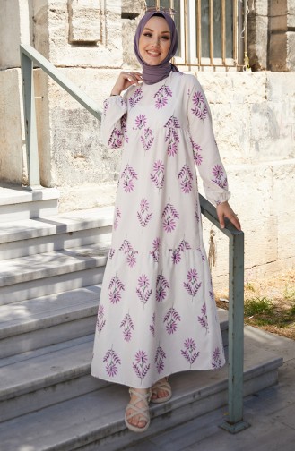 Gemustertes Kleid 10363-05 Fuchsia 10363-05