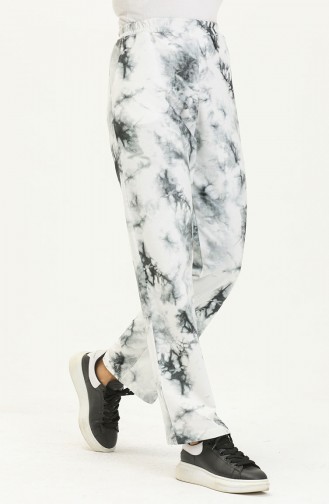 Printed Sweatpants 3024-01 white Black 3024-01