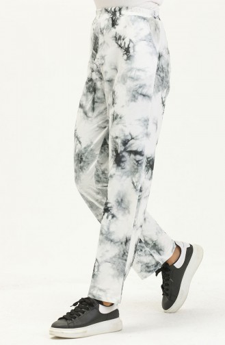 Printed Sweatpants 3024-01 white Black 3024-01