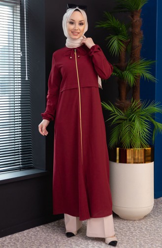 Abaya mit Reißverschluss 3659-01 Burgunderrot 3659-01