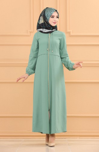 Abaya Zippée 3659-02 Vert Menthe 3659-02