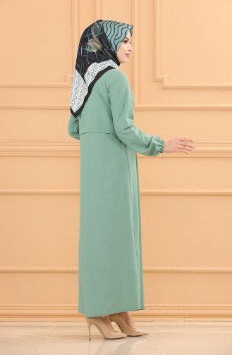 Abaya Zippée 3659-02 Vert Menthe 3659-02