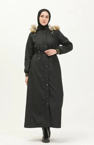 Hooded Ribbed Coat Black 15500 13719