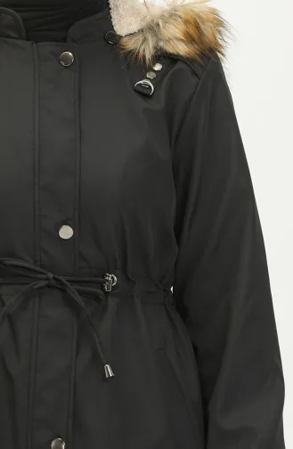 Hooded Ribbed Coat Black 15500 13719