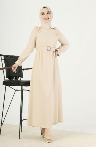 Robe Ceinturée 10307-01 Beige 10307-01