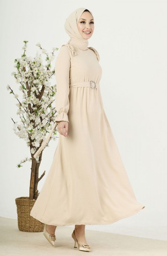 Robe Ceinturée 10307-01 Beige 10307-01