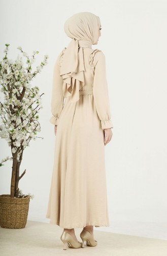 Robe Ceinturée 10307-01 Beige 10307-01