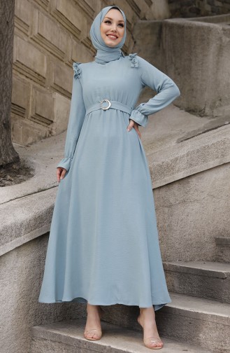 Kuşaklı Elbise 10307-03 Mint Yeşili