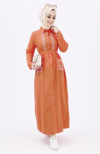 Besticktes Kleid  3531-02 Orange 3531-02