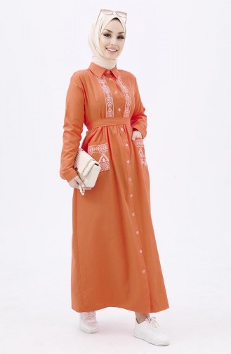 Besticktes Kleid  3531-02 Orange 3531-02