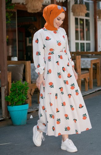 Gemustertes Kleid 8884-02 Orange 8884-02