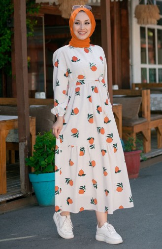 Gemustertes Kleid 8884-02 Orange 8884-02