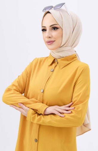 Lange Tunika mit Knöpfen  3517-02 Gelb 3517-02