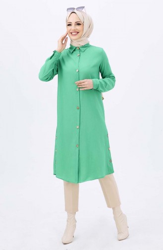 Buttoned Long Tunic 3517-03 Aqua Green 3517-03