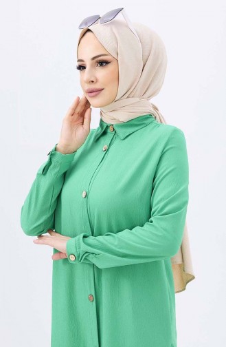 Buttoned Long Tunic 3517-03 Aqua Green 3517-03