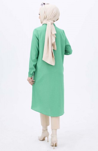 Buttoned Long Tunic 3517-03 Aqua Green 3517-03