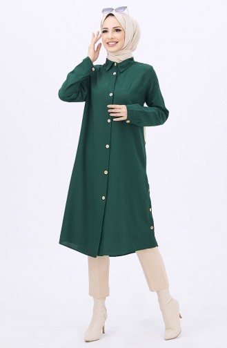 Tunique Longue Boutonnée 3517-05 Vert Emeraude 3517-05
