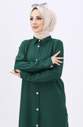 Tunique Longue Boutonnée 3517-05 Vert Emeraude 3517-05