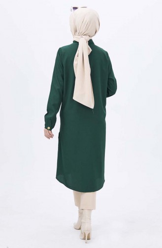 Tunique Longue Boutonnée 3517-05 Vert Emeraude 3517-05