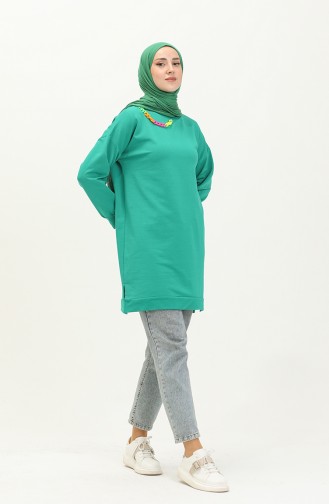 Necklace Detail Sports Tunic 2730-02 Green 2730-02