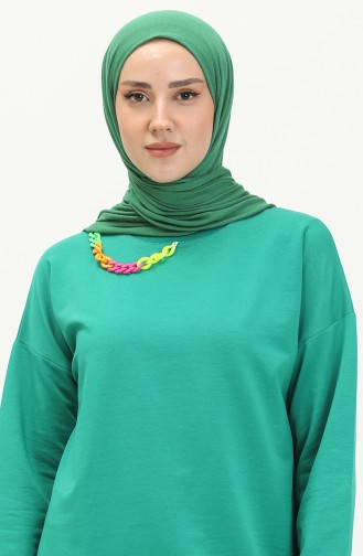 Necklace Detail Sports Tunic 2730-02 Green 2730-02