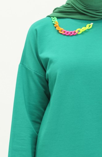 Necklace Detail Sports Tunic 2730-02 Green 2730-02