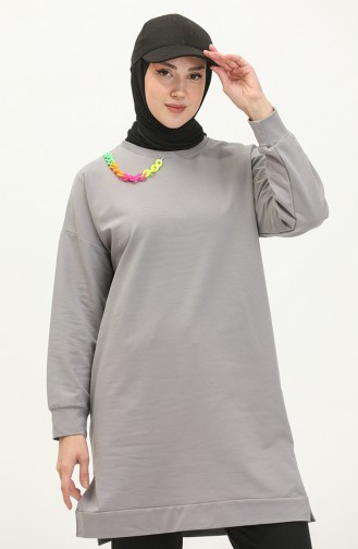 Necklace Detailed Sports Tunic 2730-05 Gray 2730-05