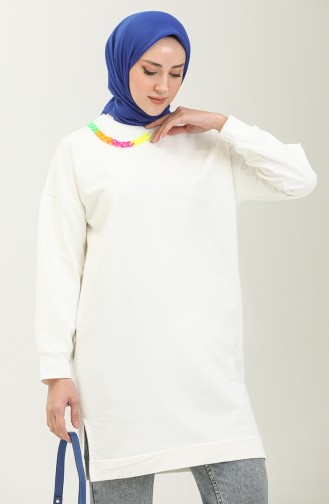 Necklace Detailed Sports Tunic 2730-07 Ecru 2730-07