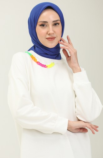 Necklace Detailed Sports Tunic 2730-07 Ecru 2730-07