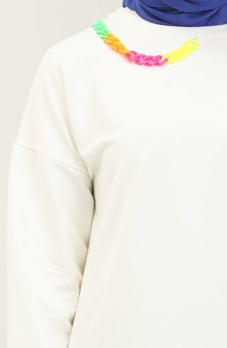Necklace Detailed Sports Tunic 2730-07 Ecru 2730-07