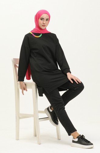Necklace Detailed Sports Tunic 2730-08 Black 2730-08