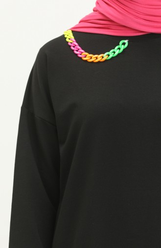 Necklace Detailed Sports Tunic 2730-08 Black 2730-08