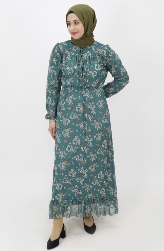 Grün Hijab Kleider 1907-03