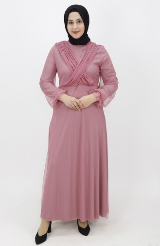 Dusty Rose Hijab Evening Dress 2354-02