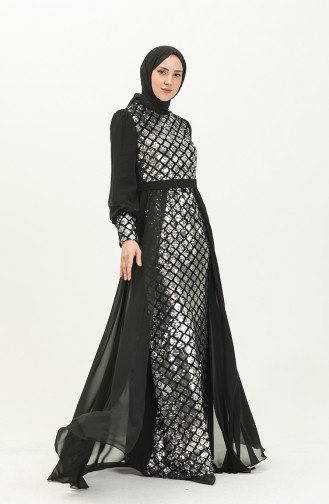 Silver Gray Hijab Evening Dress 13225