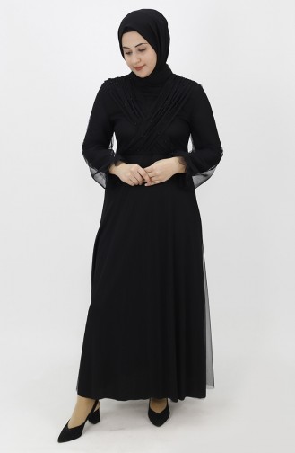 Schwarz Hijab-Abendkleider 2354-05
