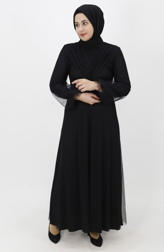 Schwarz Hijab-Abendkleider 2354-05